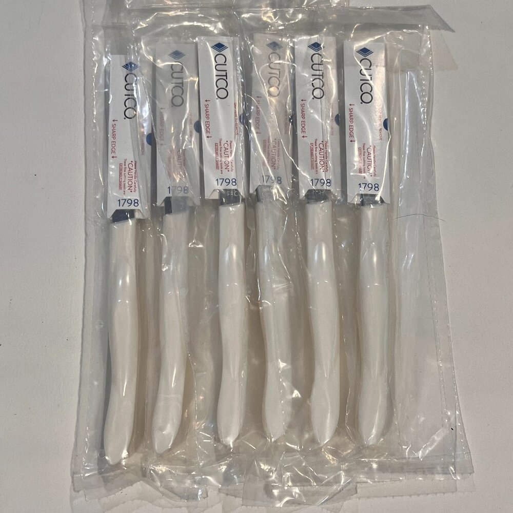 6x New Cutco #1798 White Mini Trimmer/Serrated Paring/Utility Sample Knives